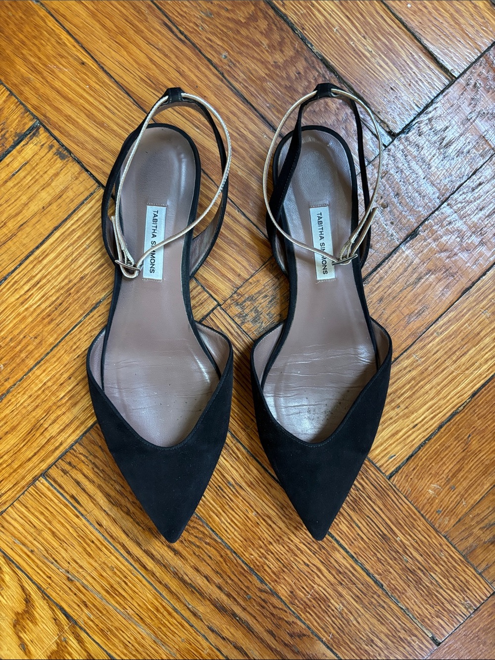 TABITHA SIMMONS BLACK SUEDE VERA WITH SILVER LEATHER STRAPS IT39